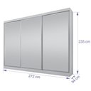 Ver imagem 2 de Guarda-roupa Casal Alfeu com Espelho 3 Portas de Correr 6 Gavetas Branco