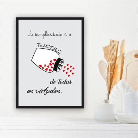 QUADRO 40X30CM FRASE TEMPERO COZINHA MOLD P. VIDRO