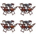 Ver imagem 1 de Kit 4 Conjuntos De Mesa Com 4 Cadeiras De Madeira Dobravel 70X70 Qualidade Móveis Guara - Imbuia
