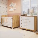 Ver imagem 1 de Quarto de Bebê Berço Americano e Cômoda 1 Porta 100% MDF Mimo Espresso Móveis Branco Brilho/Amêndoa
