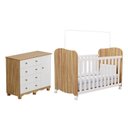 Ver imagem 2 de Quarto de Bebê Berço Americano e Cômoda 1 Porta 100% MDF Mimo Espresso Móveis Branco Brilho/Amêndoa