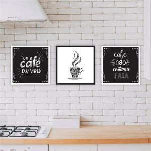 QUADRO 30X30 3PÇS CAFÉ COFFEE MOLD VIDRO