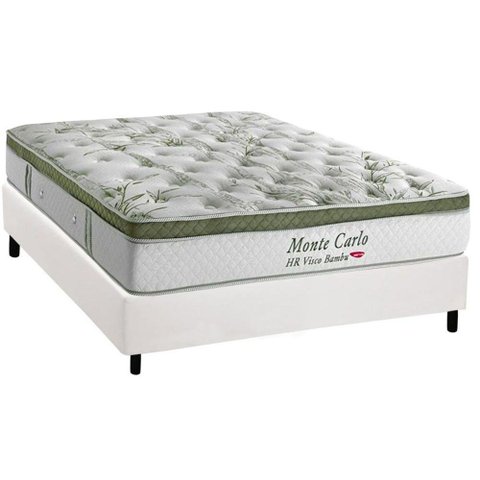 Cama Box Casal: Colchão Molas Herval MasterPocket Ensacadas Monte Carlo HR Visco + Base CRC Courano