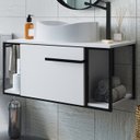 Ver imagem 2 de Gabinete Suspenso para Banheiro 1 Pt Basc P1019 Preto Branco Pp
