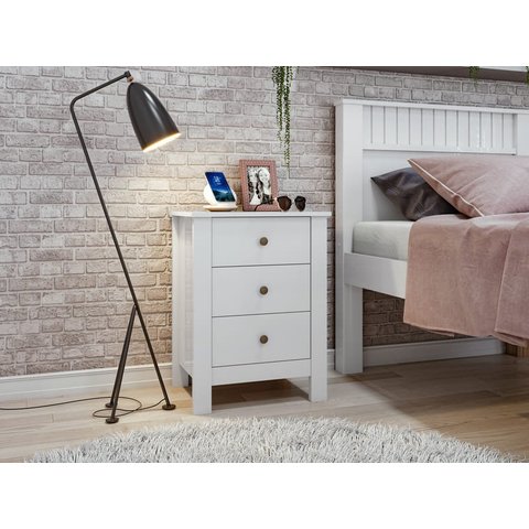 Mesa de Cabeceira com 3 Gavetas - Maggiore-Branco - Lopas
