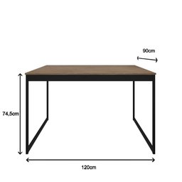 Mesa de Jantar Retangular 4 Lugares Madeira Moderna Industrial 120x90cm - 4