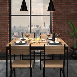 Mesa de Jantar Retangular 4 Lugares Madeira Moderna Industrial 120x90cm - 5