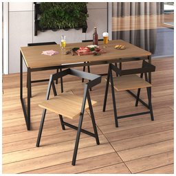 Mesa de Jantar Retangular 4 Lugares Madeira Moderna Industrial 120x90cm - 2