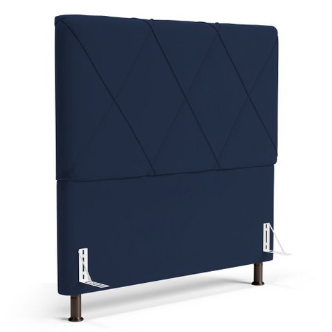 Cabeceira Cama Box Casal Mel 140cm com Frame Suede Azul Marinho - Abmaza