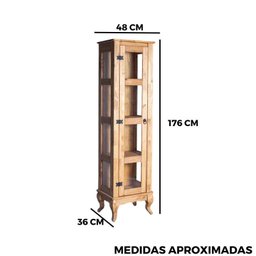 Cristaleira de Madeira com Vidros Laterais 1 Porta:mel - 8