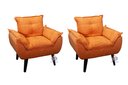 Ver imagem 1 de Kit 02 Poltrona Decorativa Opala Laranja Linho SMF Decor