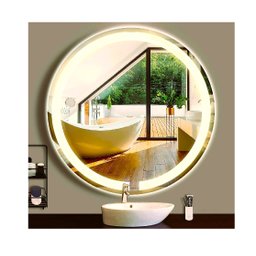 Espelho Redondo Jateado Iluminado com Led Quente Frontal 60cm - 1