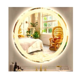 Espelho Redondo Jateado Iluminado com Led Quente Frontal 60cm - 2