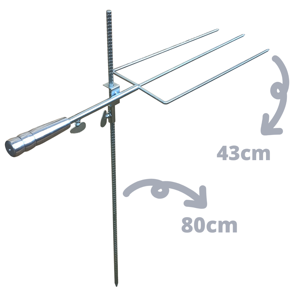 Espeto Para Fogo De Chão Giratorio Reforçado 75 Cm Costelão - 6