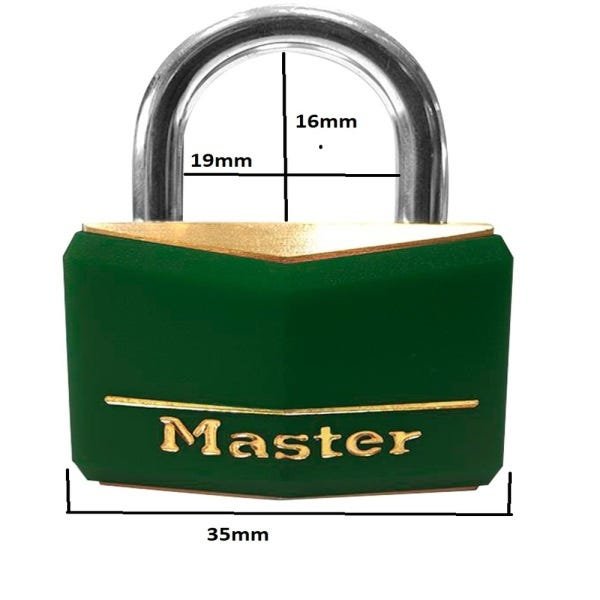 Cadeado de Latão 35Mm com Haste de Aço Master Lock 635D:Verde - 2
