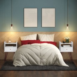 Conjunto De Mesas De Cabeceira Decorativo Organizador Com Gaveta Bill Branco - 2