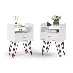 Conjunto De Mesas De Cabeceira Decorativo Organizador Com Gaveta Bill Branco