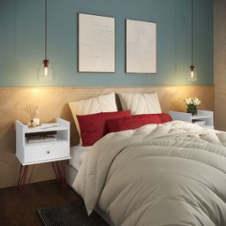 Conjunto De Mesas De Cabeceira Decorativo Organizador Com Gaveta Bill Branco - 3