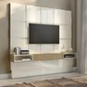Painel TV 75" Home Theather Quadriculado 3d 2,25m 100% Mdf Tb126 Pradel Móveis Dalla Costa - 1