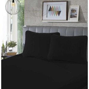 Jogo de Cama Malha - Solteiro - 2 Peças - 100% Algodão - Preto - SBX