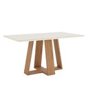 Ver imagem 1 de Mesa de Jantar Lins 160 Cm Canto Reto com Vidro Nature Off White – Henn