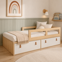 Ver imagem 2 de Cama Infantil com Gavetões e Proteções Laterais Linha Join Quater