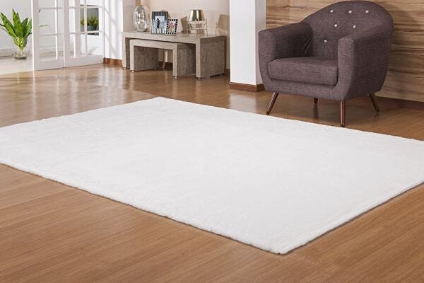 Tapete Pele Bangor - 1,50M x 2,00M - Ultra Macio - Branco - Niazitex