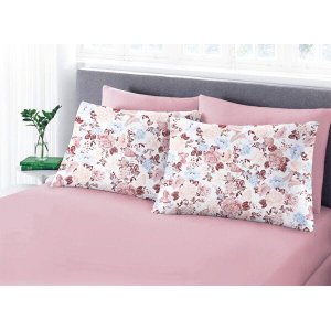 Lençol Avulso - Casal - 100% Algodão - Comfort - Rosa Flor - Sul Brasil