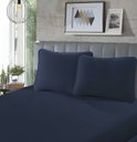 Ver imagem 1 de Jogo de Cama Malha - King Size - 3 Peças - 100% Algodão - Marinho - SBX