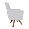 Poltrona Giratória Nina Suede Cinza Base Madeira D'Rossi - 2