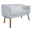 Ver imagem 6 de Kit Namoradeira 02 Lugares e 01 Poltrona Giratória Julia Suede Cinza com strass Base Madeira D'