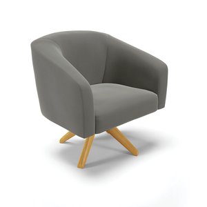 Poltrona Giratória Stella Suede Grafite Base Madeira - D'rossi