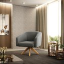 Ver imagem 2 de Poltrona Giratória Stella Suede Grafite Base Madeira - D'rossi