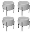 Ver imagem 1 de Kit 4 Puffs Iron Suede Cinza Base Palito D'Rossi