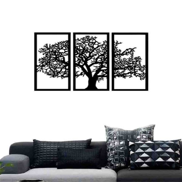 Quadro Decorativo Árvore Da Vida 3mm Vazado - Mdf:Preto