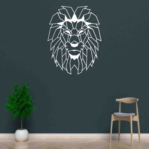 Quadro Decorativo Adorno Leão 3mm Vazado - Mdf:Branco