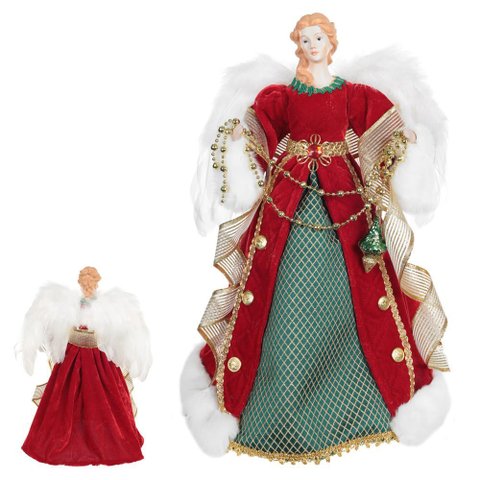 Enfeite de Natal Anjo com Roupas Vermelhas e Verdes 40cm | Formosinha