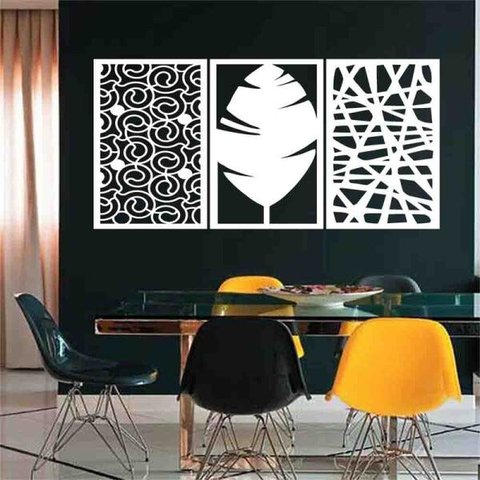 Quadro Decorativo Abstrato 3mm Vazado - Mdf:Branco