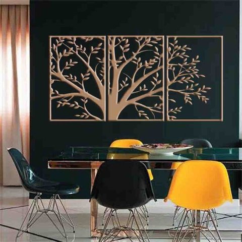 Quadro Decorativo Árvore 3mm Vazado - Mdf:Mdf