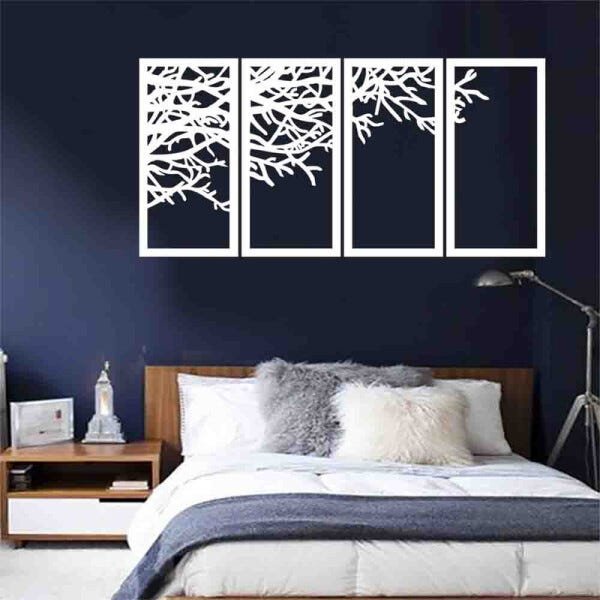 Quadro Decorativo Galhos Secos 3mm Vazado - Mdf:Branco - 2