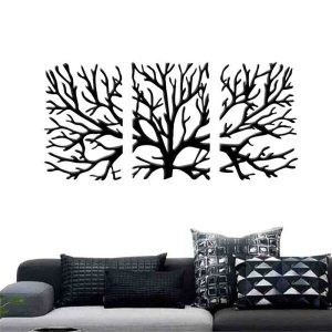 Quadro Decorativo Galhos 6mm Vazado - Mdf:Preto