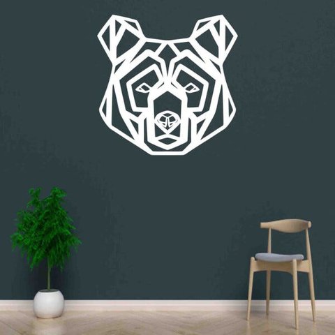 Quadro Decorativo Adorno Urso II 3mm Vazado - Mdf:Branco