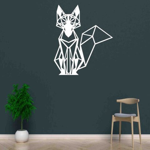 Quadro Decorativo Adorno Raposa 3mm Vazado - Mdf:Branco
