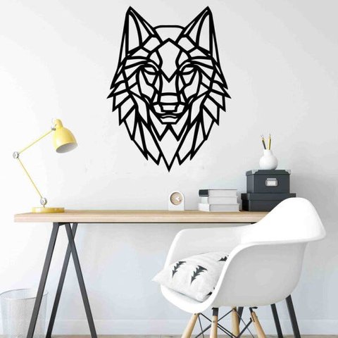 Quadro Decorativo Adorno Lobo II 3mm Vazado - Mdf:Preto