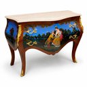 Ver imagem 6 de Cômoda Clássica com Pintura Vitoriana a Mão 2 Gavetas e Apliques em Bronze 88x129x54 cm