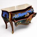 Ver imagem 3 de Cômoda Clássica com Pintura Vitoriana a Mão 2 Gavetas e Apliques em Bronze 88x129x54 cm