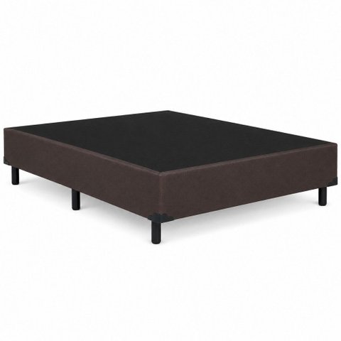 Base Cama Box Dancar Casal 138x188 Corino/Linho Marrom com Pés