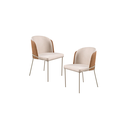 Ver imagem 1 de Kit 2 Cadeira Decorativa Sala Jantar Aurora Champanhe Linho Bege /courino Caramelo -montanaris Decor