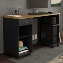 Ver imagem 1 de Mesa para Computador Escritório Quarto com Rodízios 1 Gaveta Escrivaninha Million Preto Acetinado/na