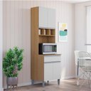 Ver imagem 3 de Paneleiro Microondas 202x61cm Andreia Amendoa Branco Reajl Moveis